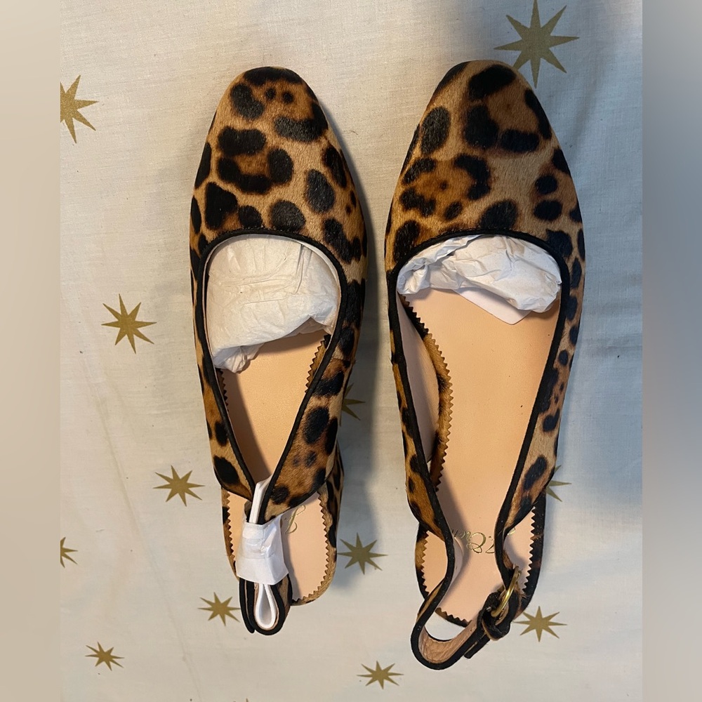 NWOT J. Crew Leopard Print Calf Hair Slingback Heels Size 7.5 - Picture 8 of 10